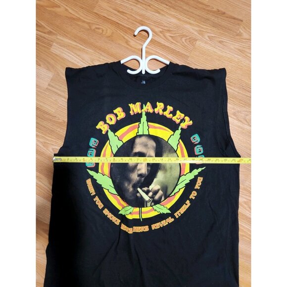 Bob Marley Zion Rootswear No Sleeves Black T-Shirt XL Pre-Owned - Picture 6 of 7